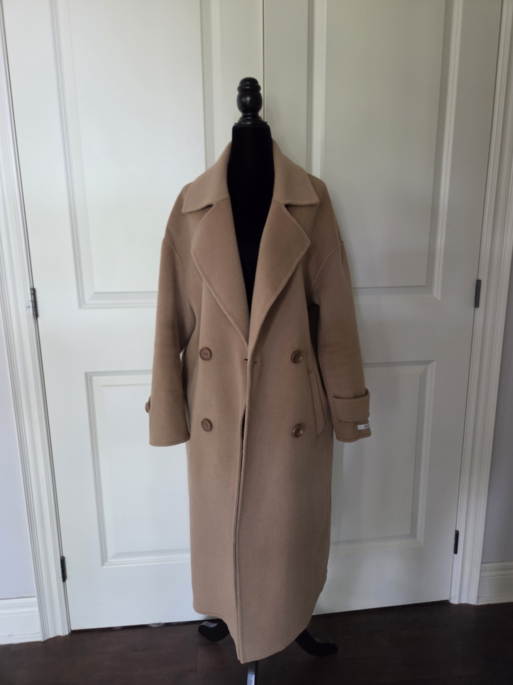 Long Oversized Wool-Style Double Breasted Coat S–M